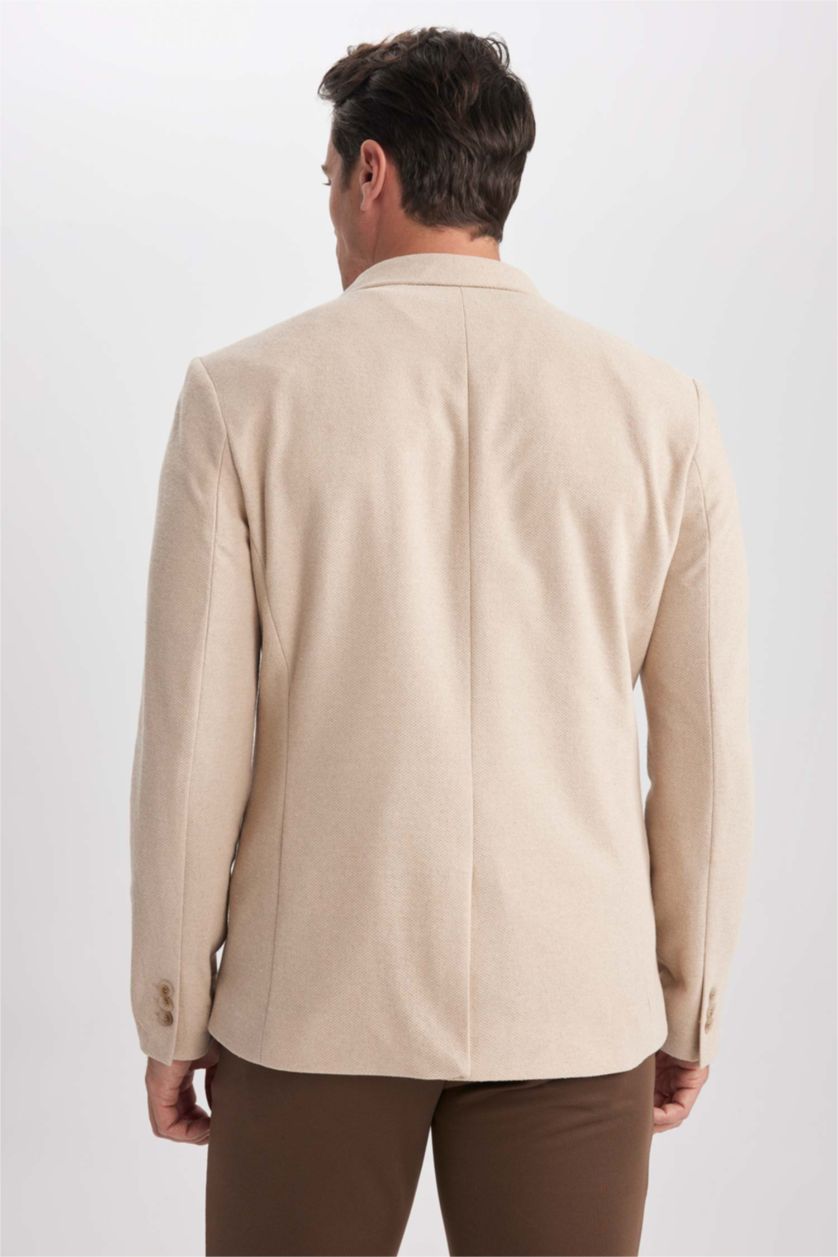 رجال اللون الرملي جاكيت بليزر بقصة ضيقة مبطن مقاس كبير