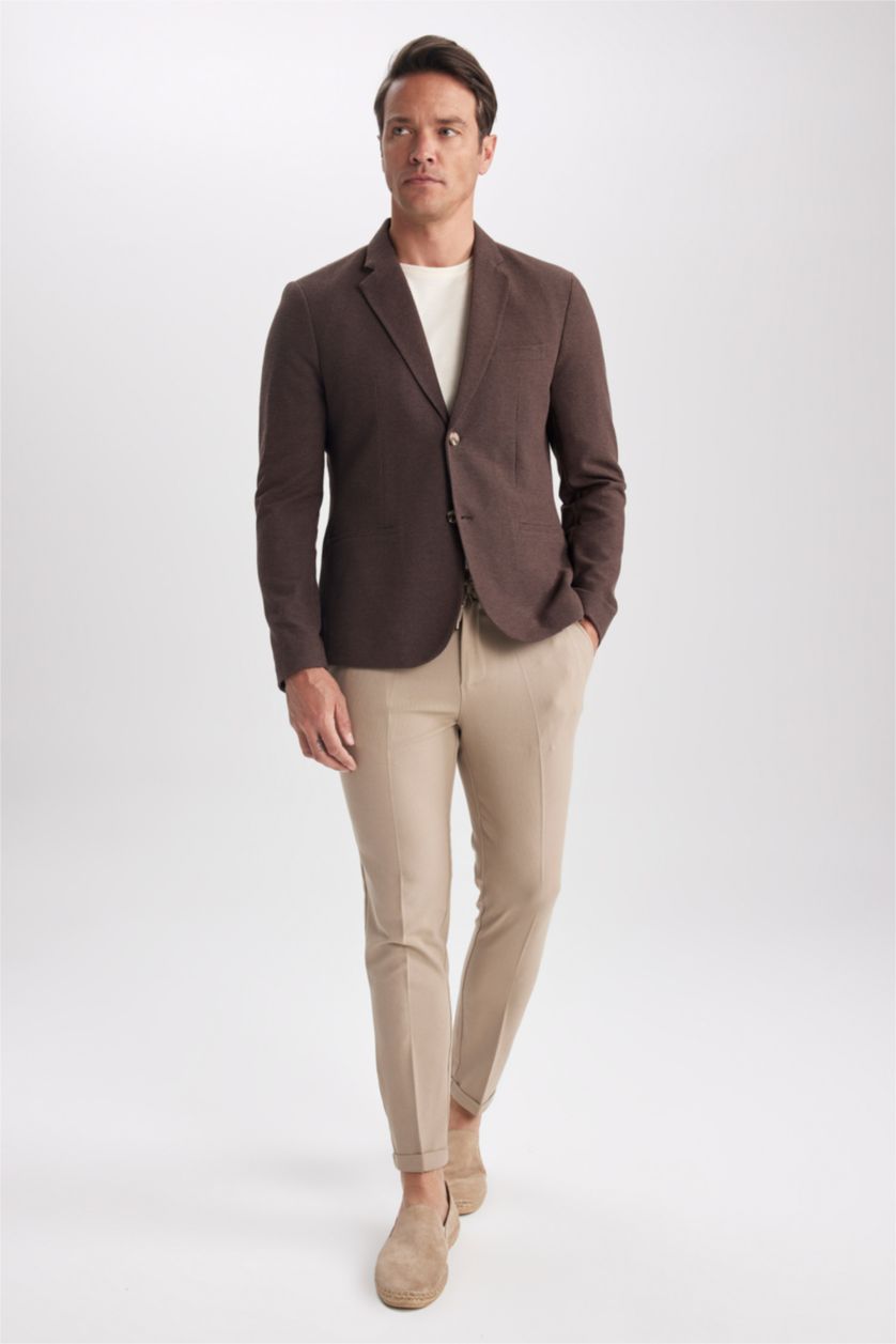 رجالي بني بليزر سليم فيت مبطن