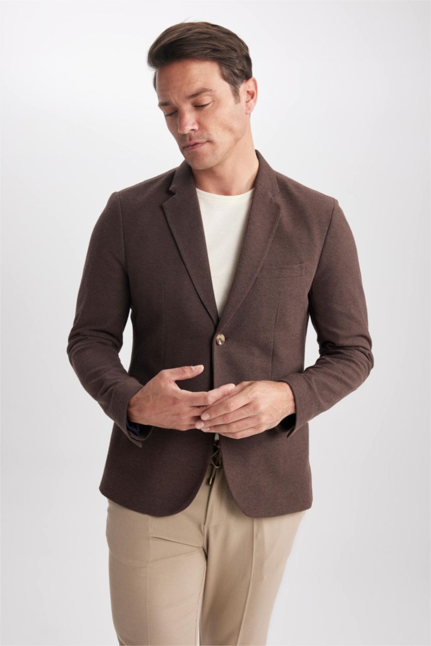 رجالي بني بليزر سليم فيت مبطن