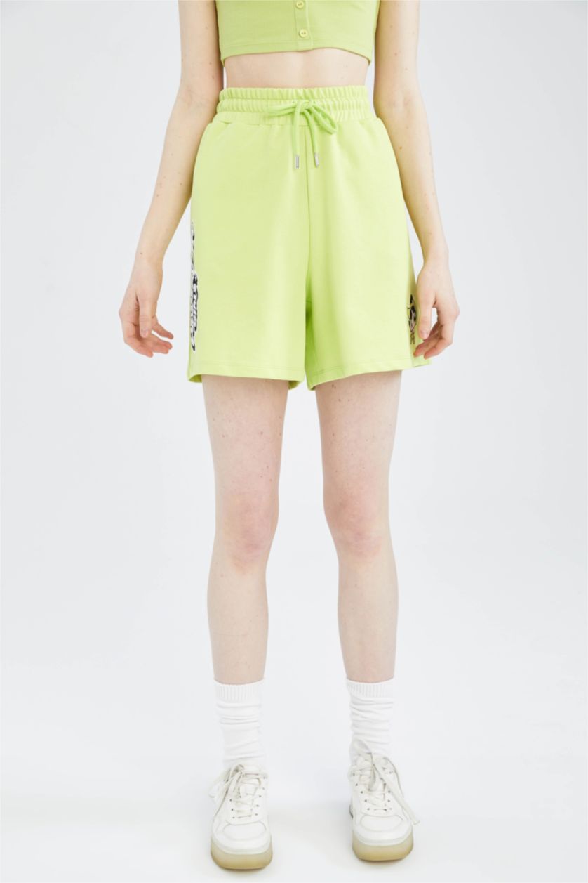 WOMAN Light Green Coool Regular Fit PowerPuff Girls Shorts