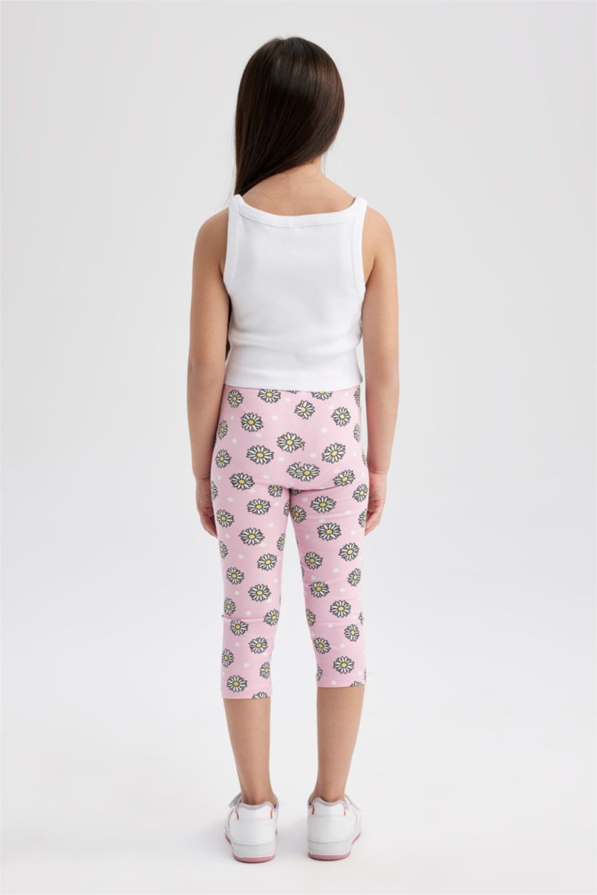 FILLES Violet Clair Lot de 3 collants capri garçon à motifs floraux pour fille