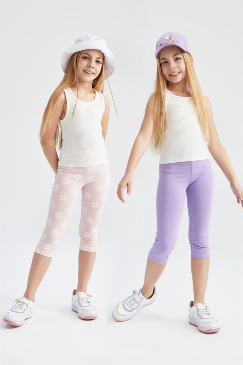 Girls & Teens Lilac Girl 2 Pack Regular Fit Floral Print Leggings