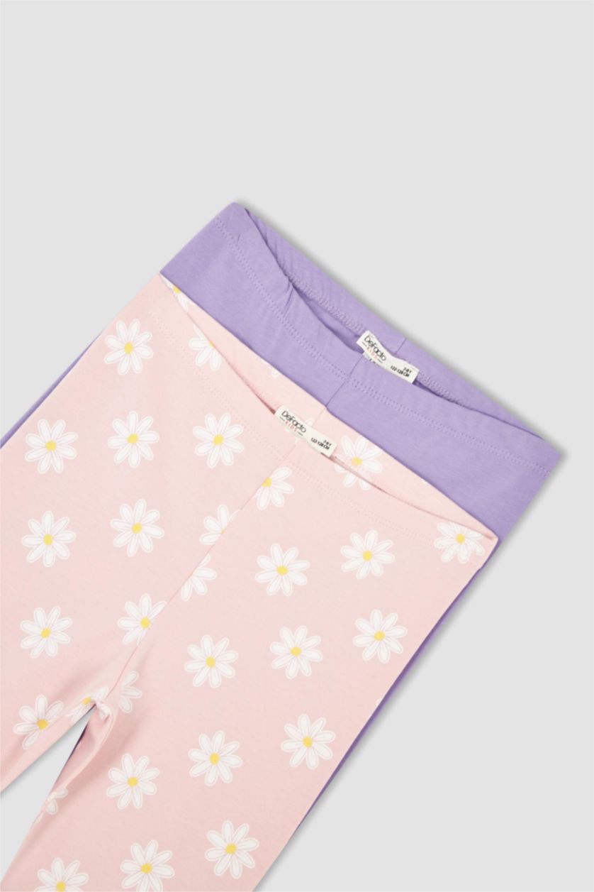 Girls & Teens Lilac Girl 2 Pack Regular Fit Floral Print Leggings