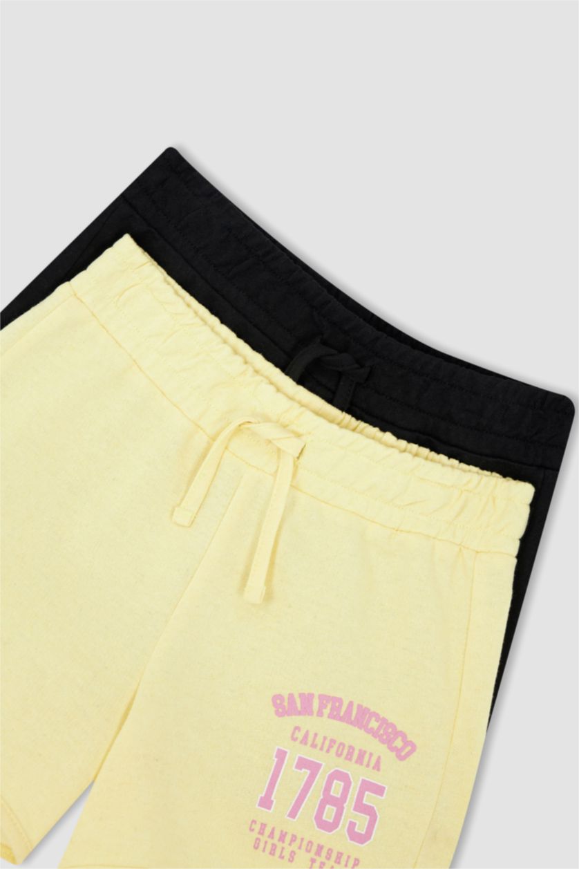 FILLES Jaune Clair Short Tissu Sweat Fin