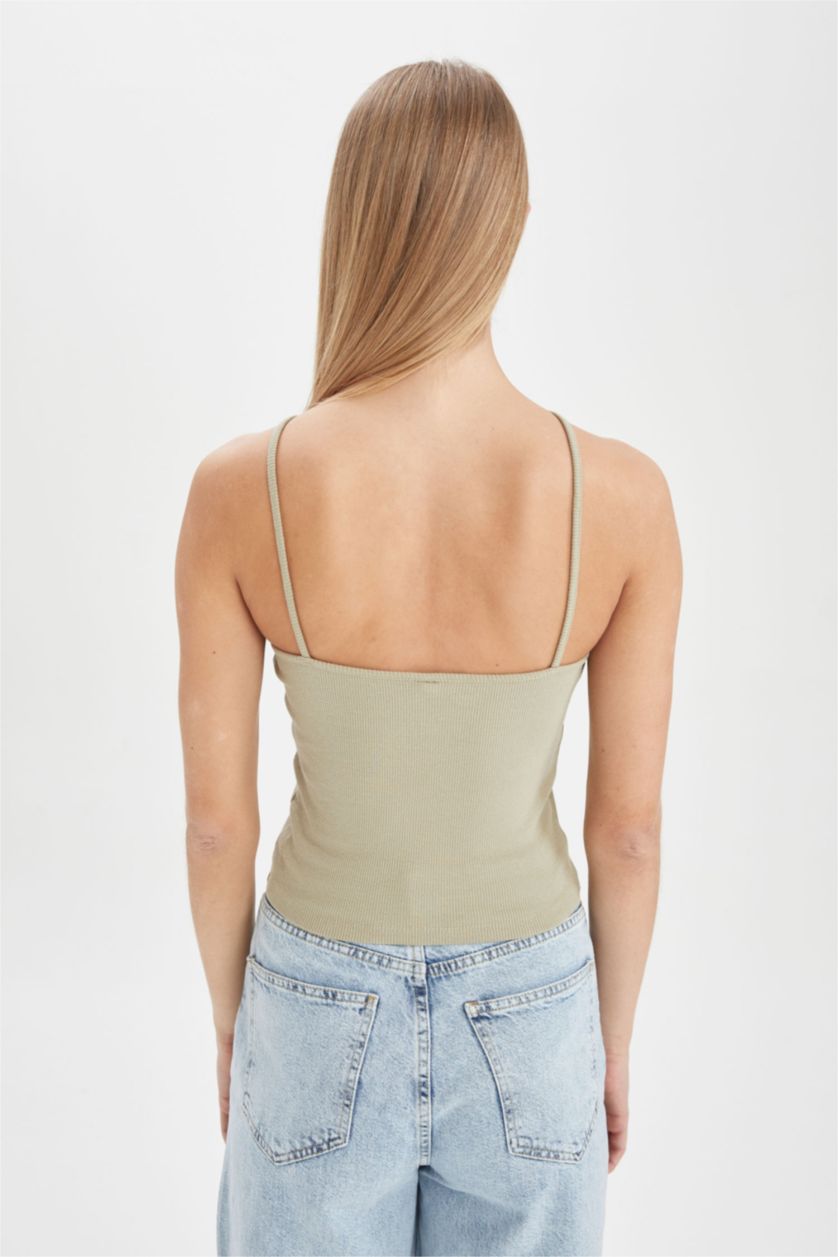 FEMME Beige Débardeur caraco ajusté à col licou