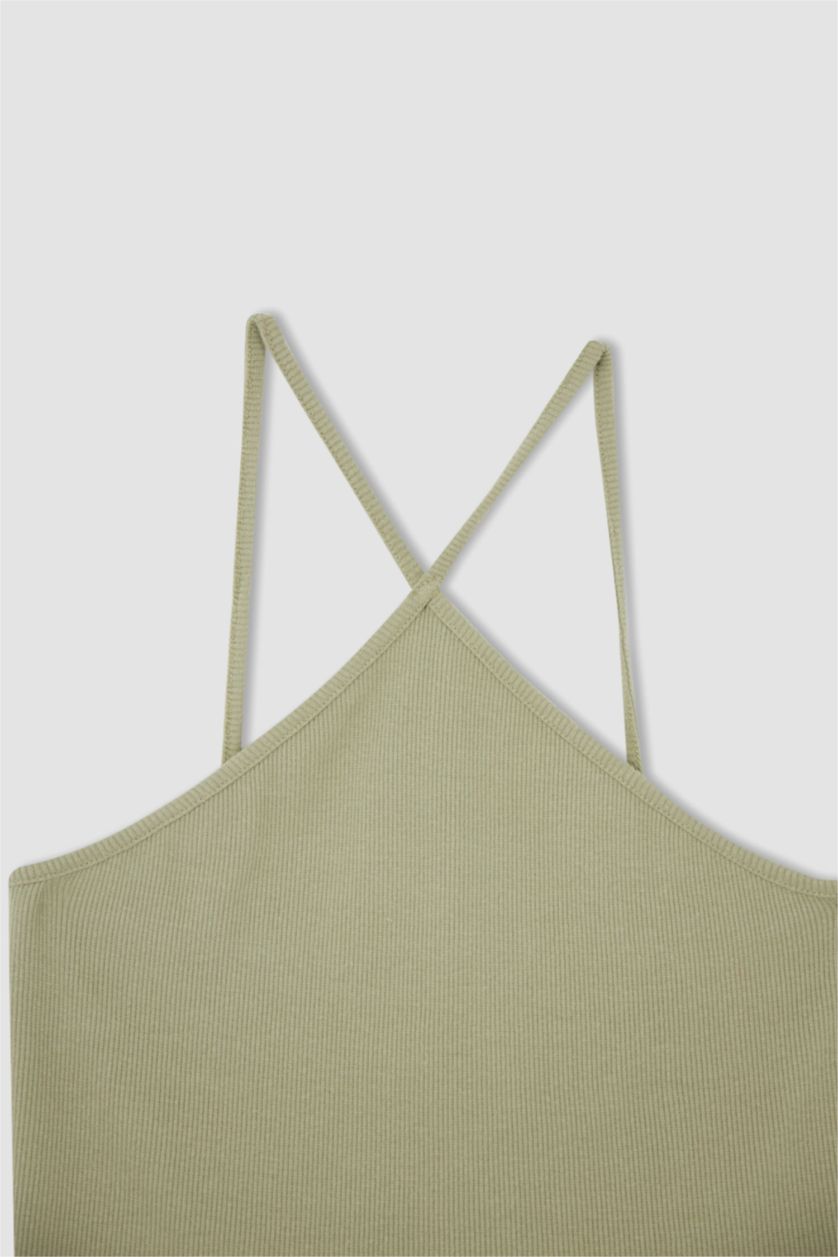 FEMME Beige Débardeur caraco ajusté à col licou