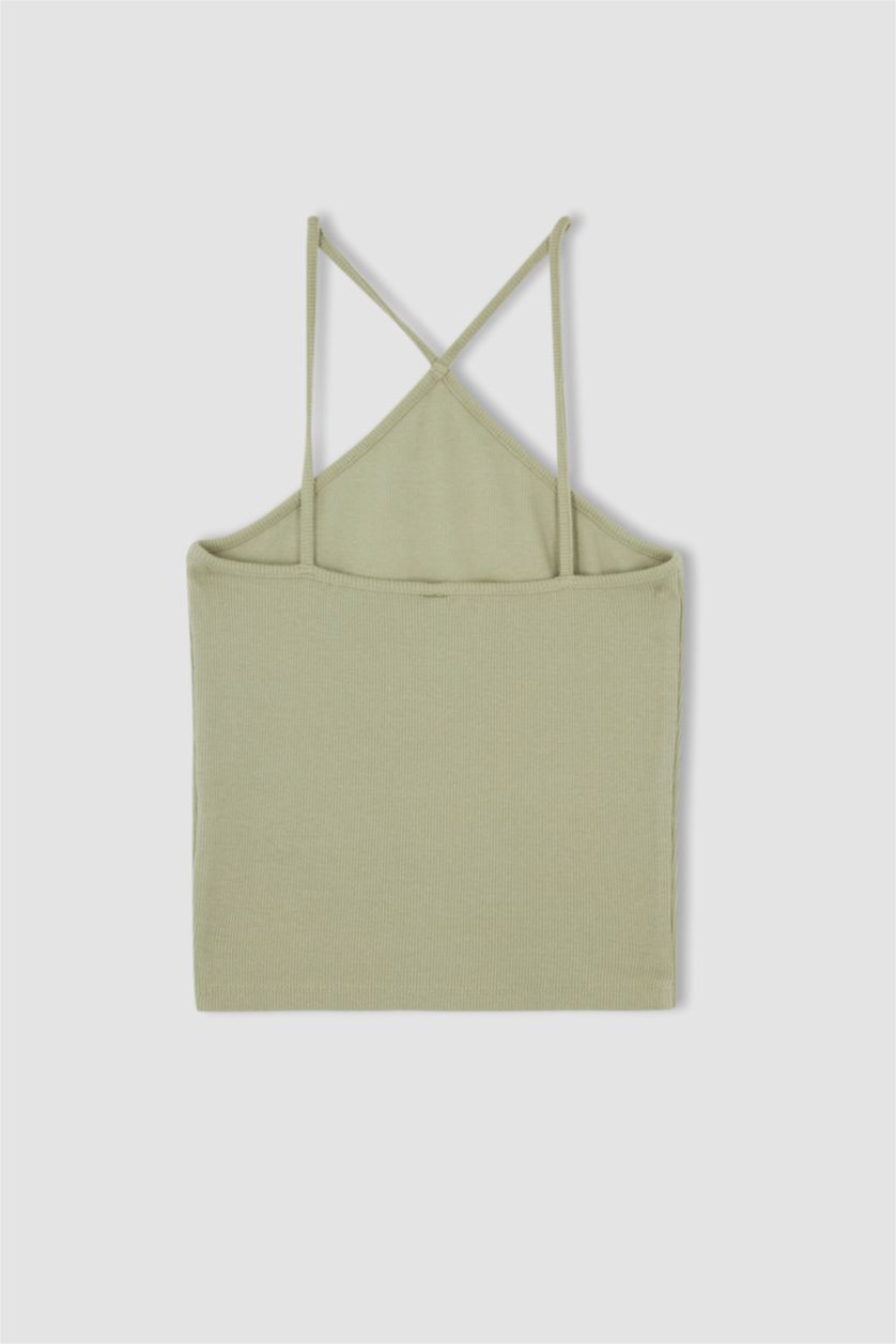 FEMME Beige Débardeur caraco ajusté à col licou