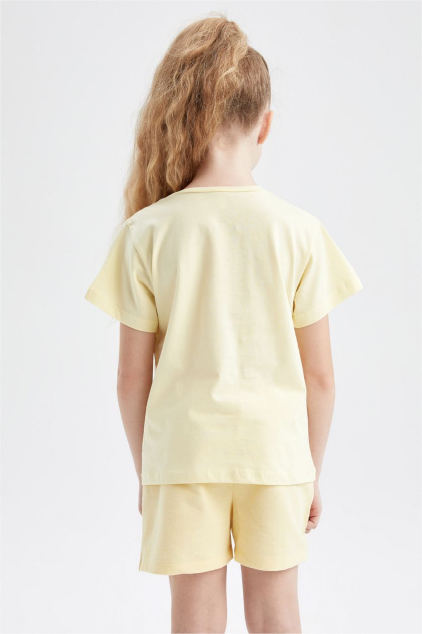 GIRLS & TEENS Light Yellow Girl Regular Fit Printed Short Sleeve T-Shirt