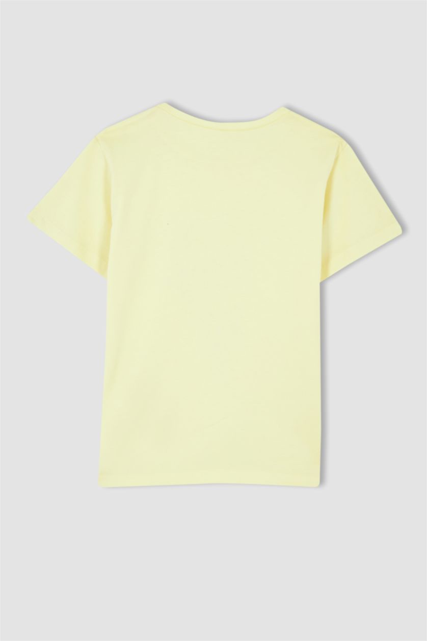 GIRLS & TEENS Light Yellow Girl Regular Fit Printed Short Sleeve T-Shirt