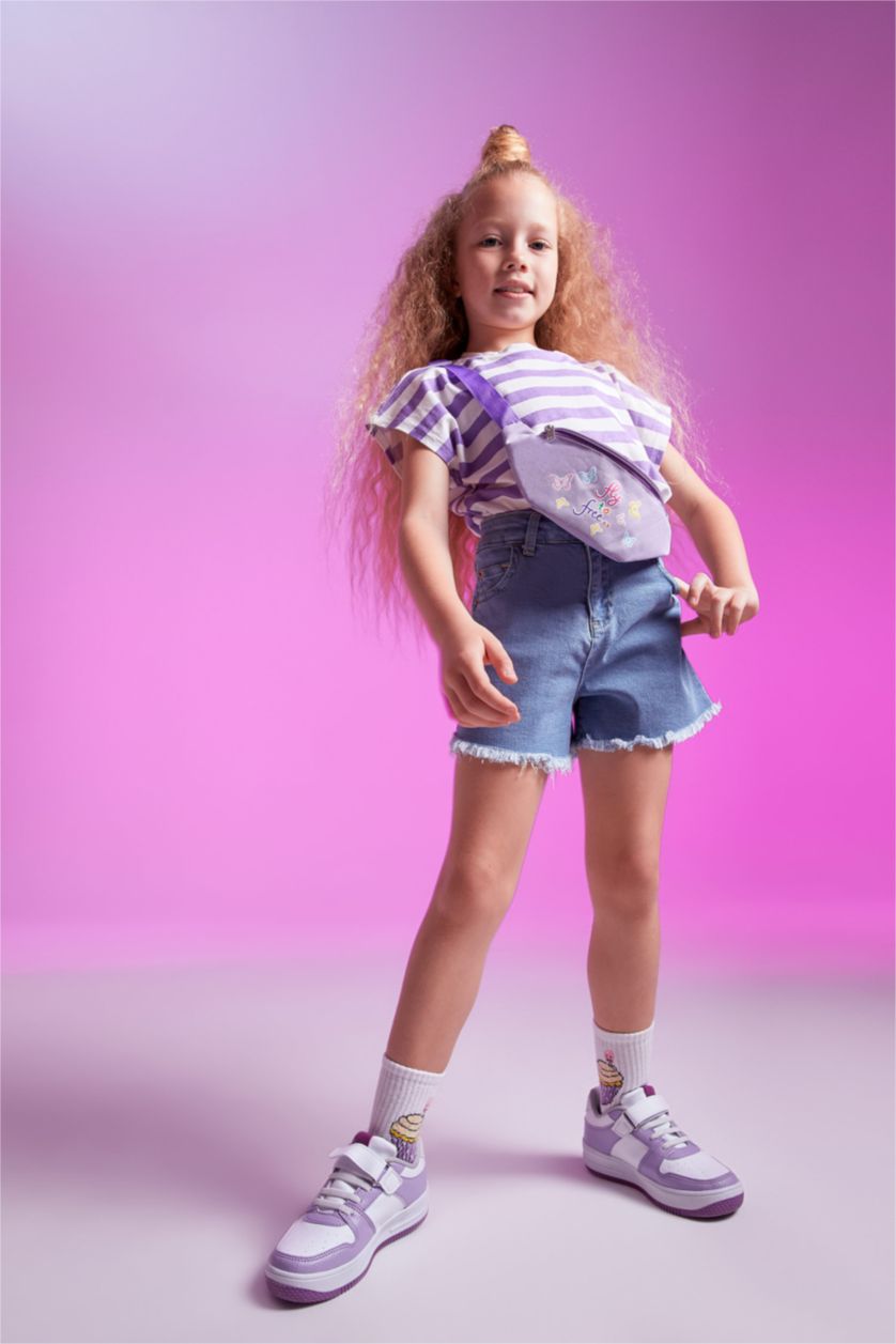 GIRLS & TEENS Lilac Girl Regular Fit Striped Short Sleeve T-Shirt