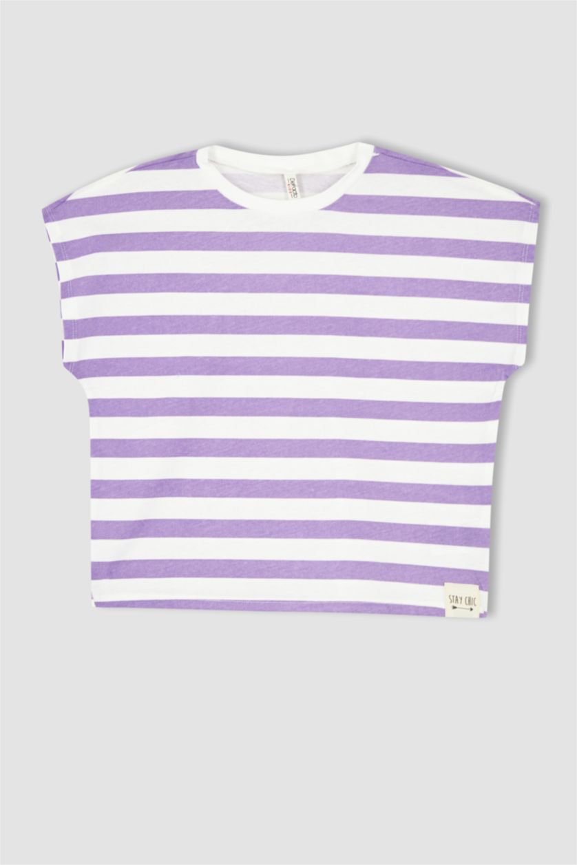 GIRLS & TEENS Lilac Girl Regular Fit Striped Short Sleeve T-Shirt