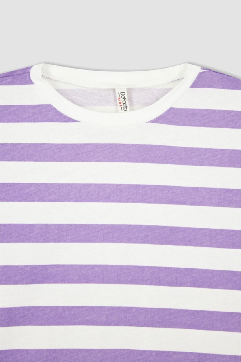 GIRLS & TEENS Lilac Girl Regular Fit Striped Short Sleeve T-Shirt