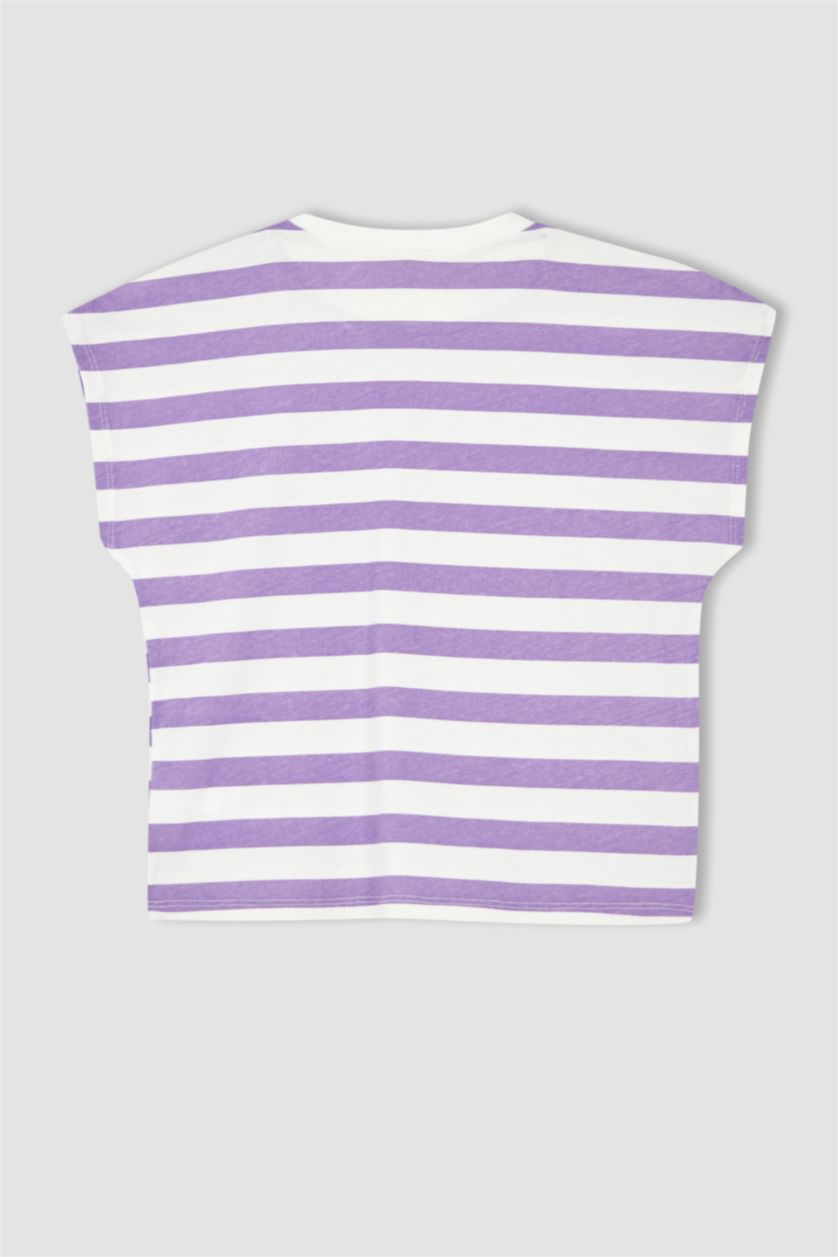 GIRLS & TEENS Lilac Girl Regular Fit Striped Short Sleeve T-Shirt