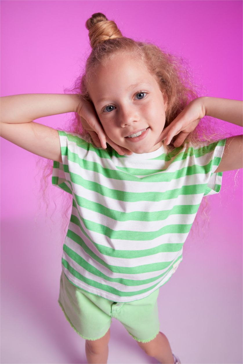 GIRLS & TEENS Mint Girl Regular Fit Striped Short Sleeve T-Shirt