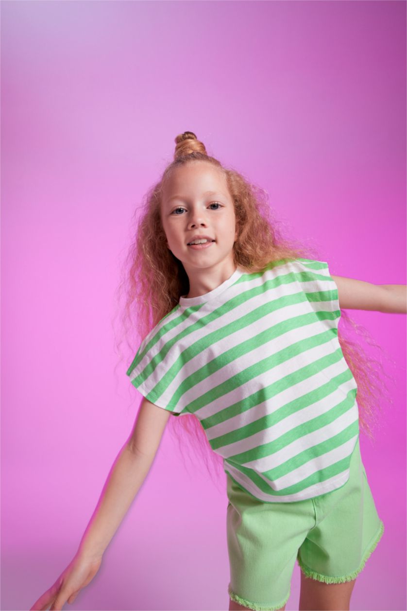 GIRLS & TEENS Mint Girl Regular Fit Striped Short Sleeve T-Shirt