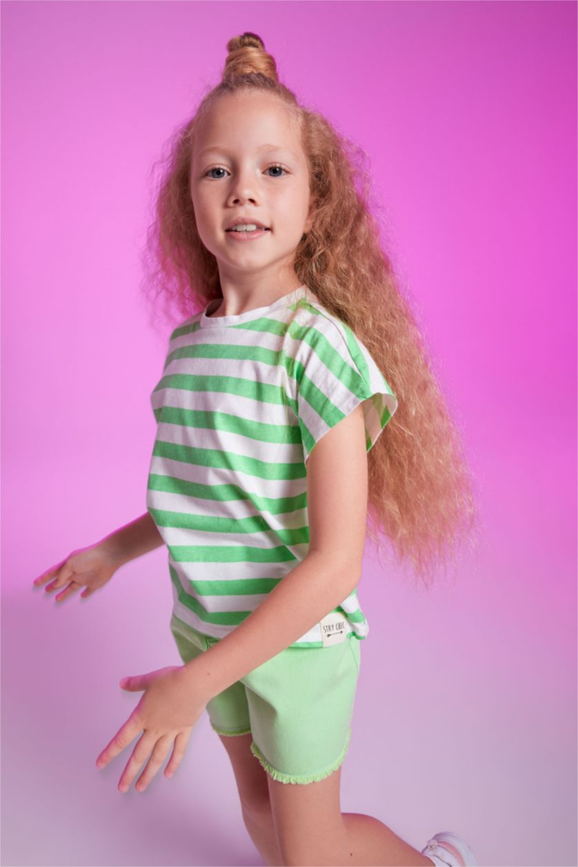 GIRLS & TEENS Mint Girl Regular Fit Striped Short Sleeve T-Shirt