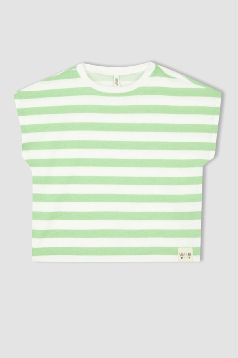 GIRLS & TEENS Mint Girl Regular Fit Striped Short Sleeve T-Shirt