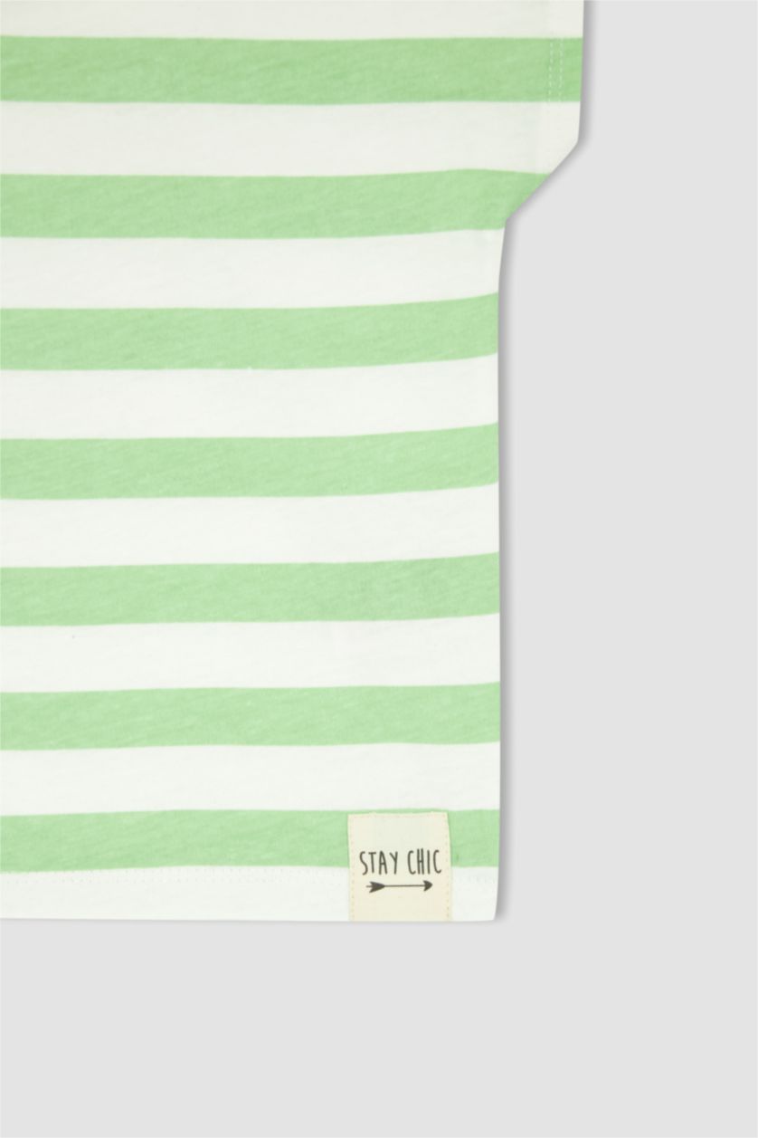 GIRLS & TEENS Mint Girl Regular Fit Striped Short Sleeve T-Shirt