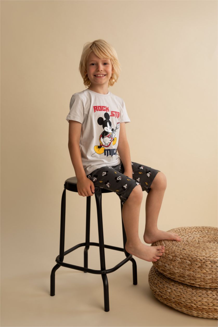 أولاد رمادي فاتح بيجامة قصة عادية من ديزني ميكي وميني من قطعتين