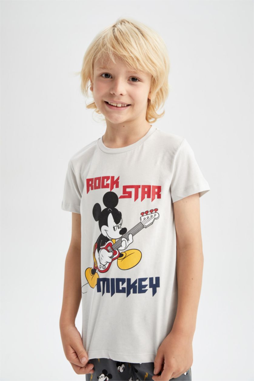 أولاد رمادي فاتح بيجامة قصة عادية من ديزني ميكي وميني من قطعتين