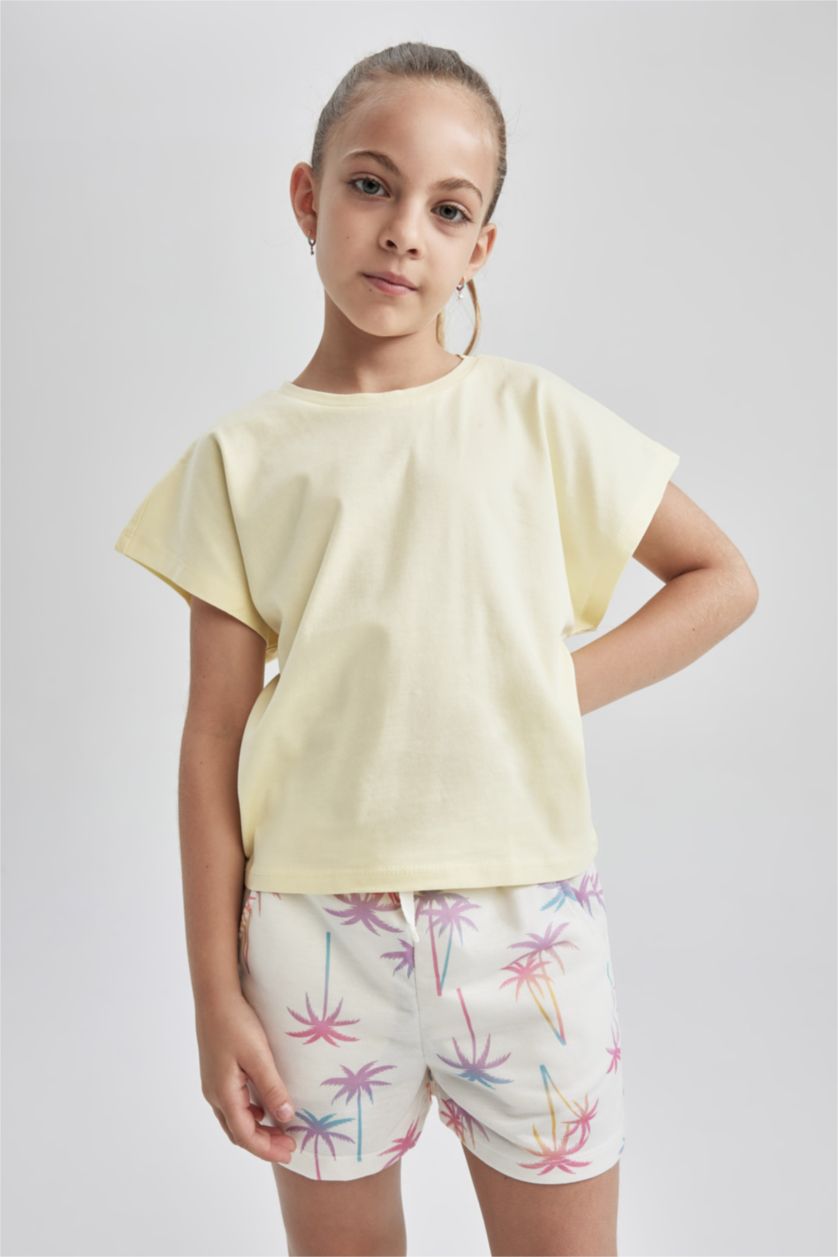 GIRLS & TEENS Light Yellow Regular Fit Short Sleeve T-Shirt