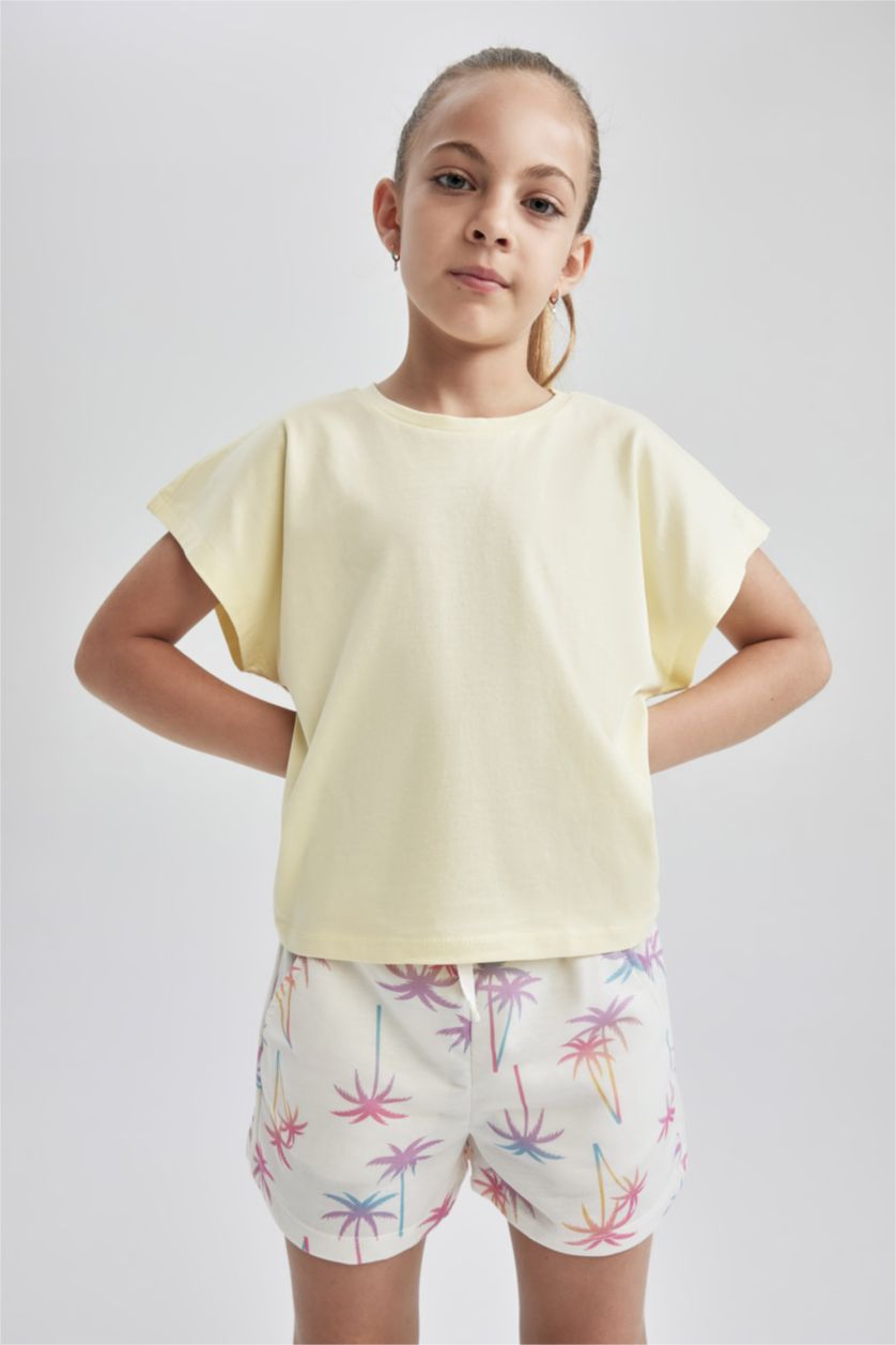 GIRLS & TEENS Light Yellow Regular Fit Short Sleeve T-Shirt