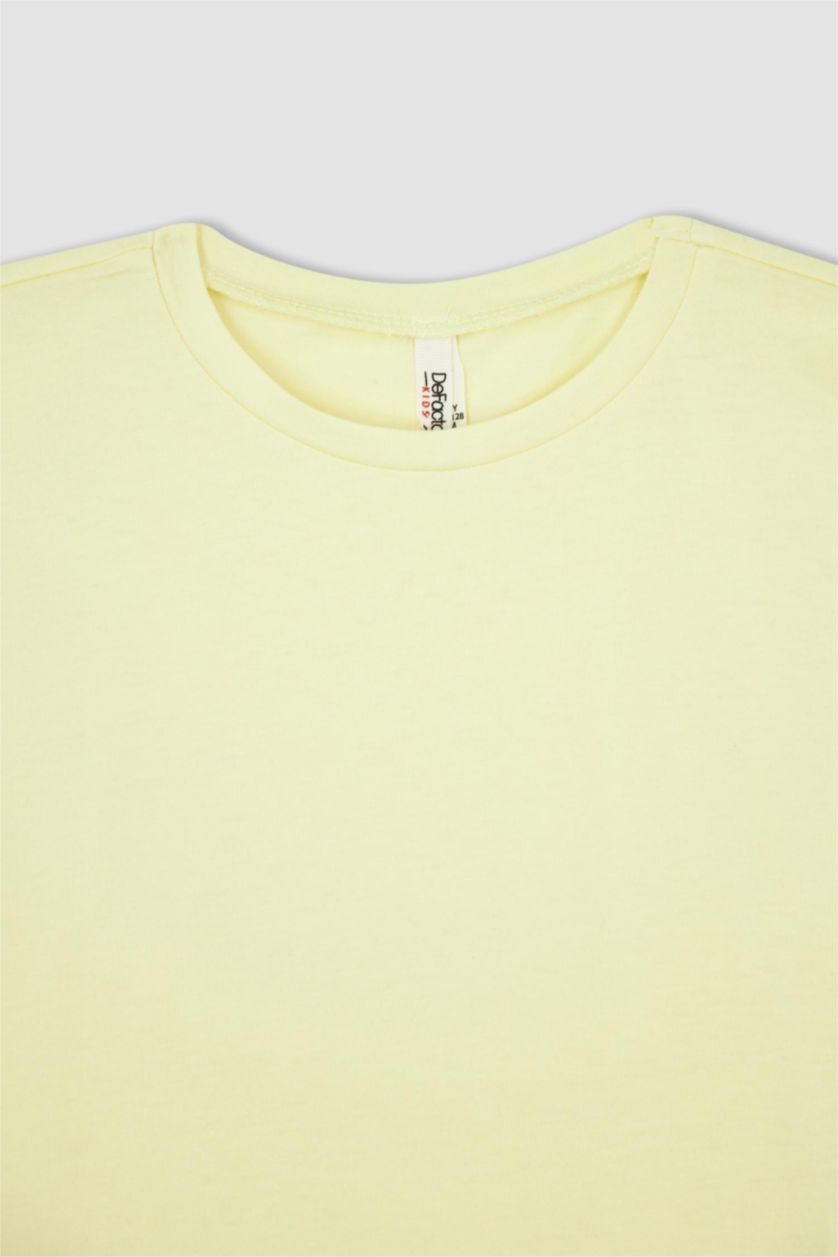 GIRLS & TEENS Light Yellow Regular Fit Short Sleeve T-Shirt