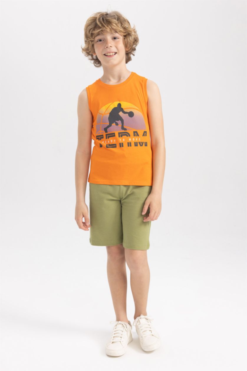 Boys & Teens Orange Boy Regular Fit Tank Top