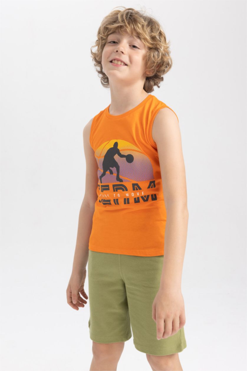 Boys & Teens Orange Boy Regular Fit Tank Top