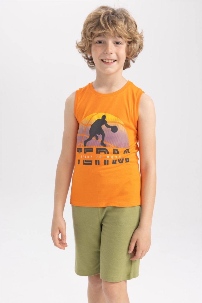 Boys & Teens Orange Boy Regular Fit Tank Top
