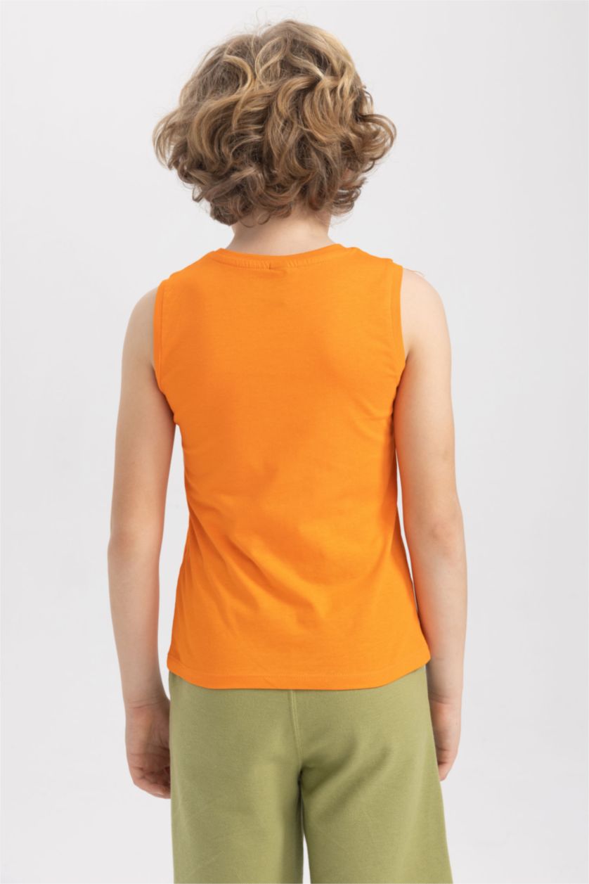 Boys & Teens Orange Boy Regular Fit Tank Top
