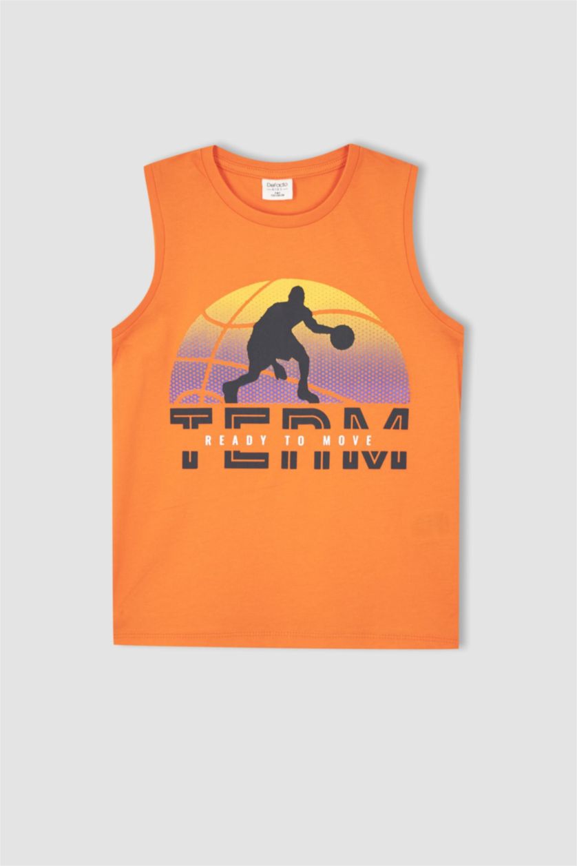 Boys & Teens Orange Boy Regular Fit Tank Top