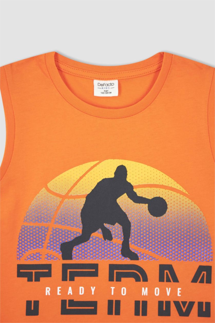 Boys & Teens Orange Boy Regular Fit Tank Top