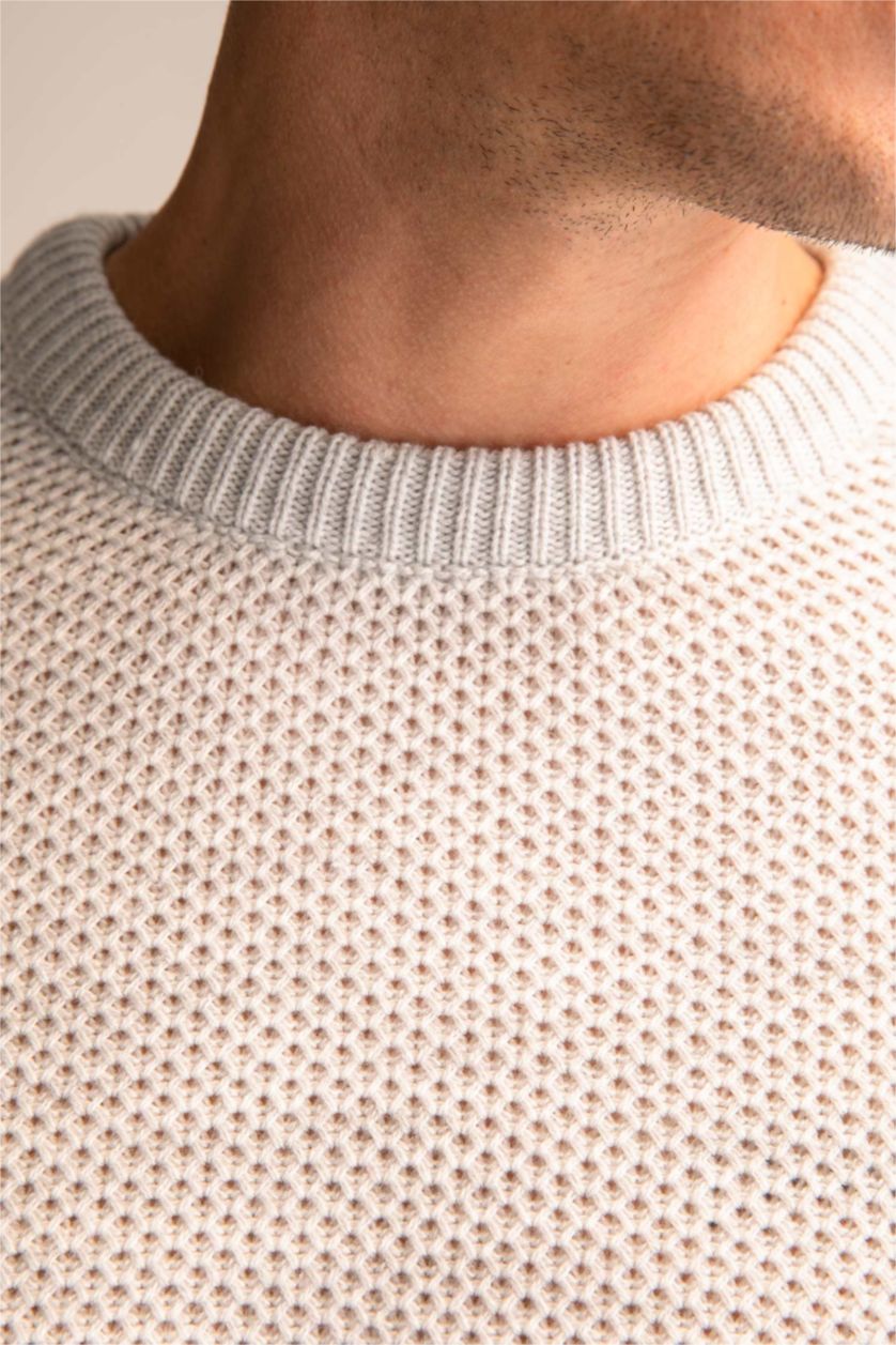 HOMME Gris Clair Pull Coupe Slim À Col Rond