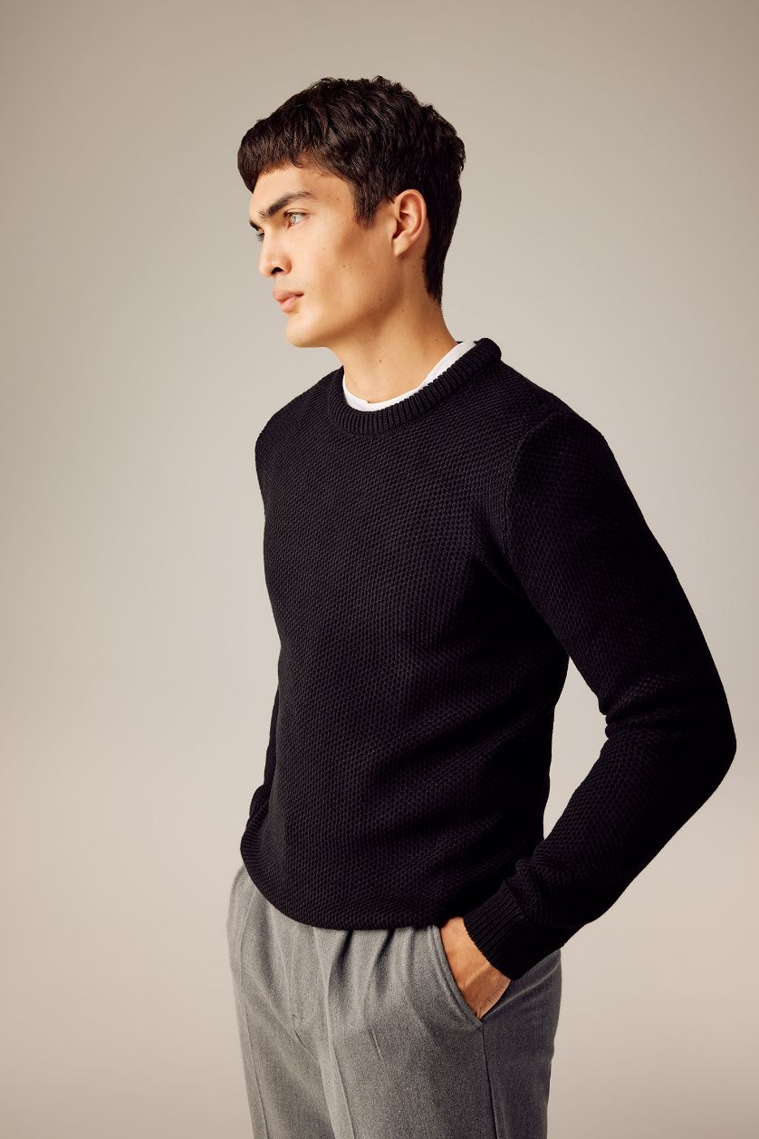 HOMME Noir Slim Fit Knitwear Pullover