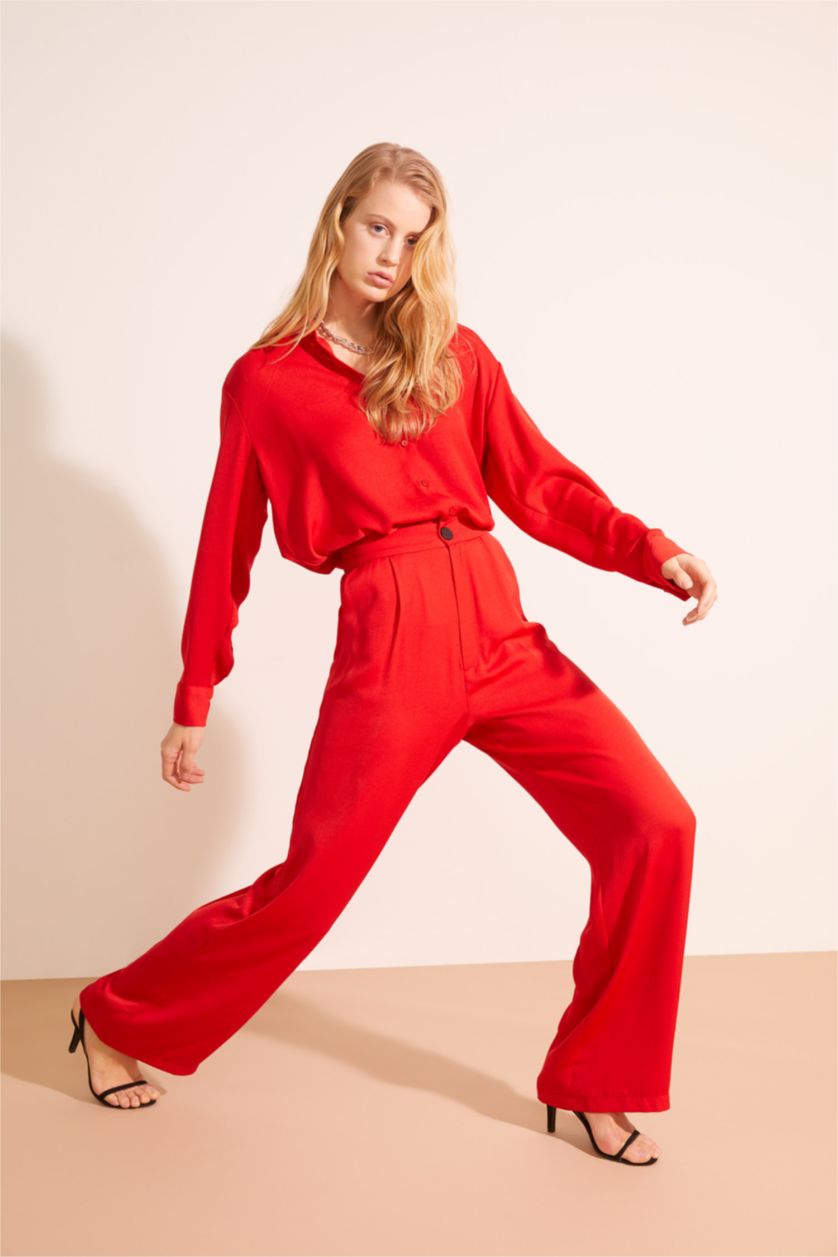 WOMAN Red High Waisted Culotte Trousers