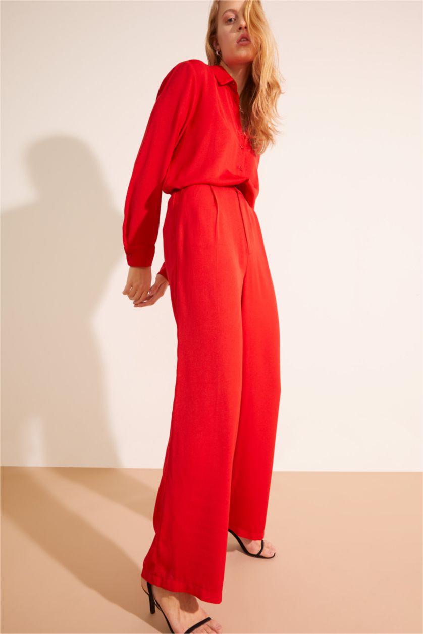 WOMAN Red High Waisted Culotte Trousers
