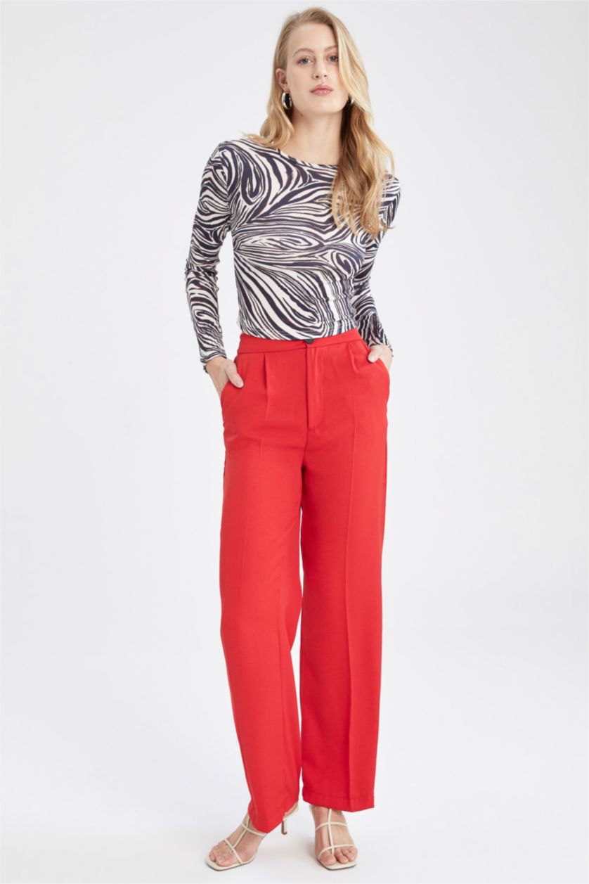 WOMAN Red High Waisted Culotte Trousers