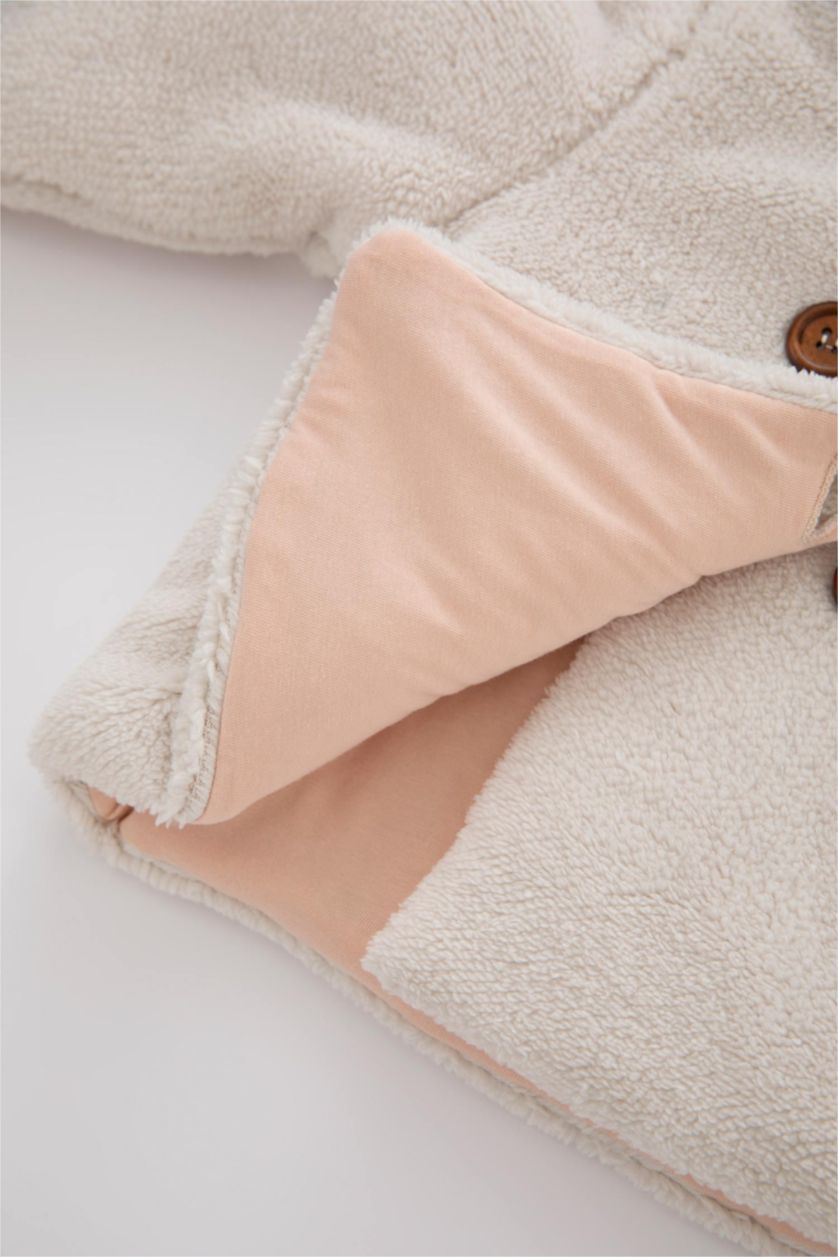 BABY GIRL Beige Baby Girl Hooded Plush Jacket