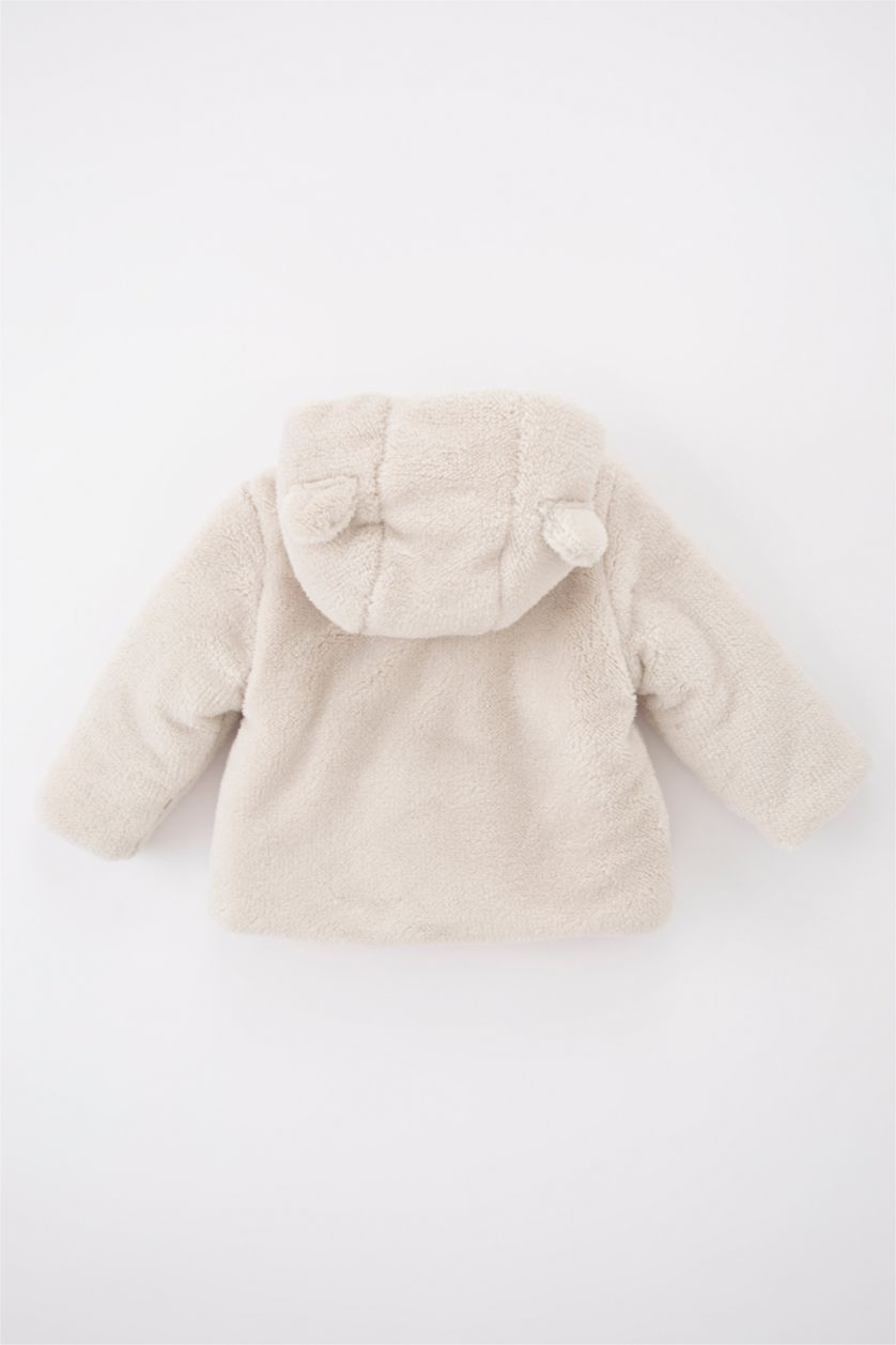 BABY GIRL Beige Baby Girl Hooded Plush Jacket