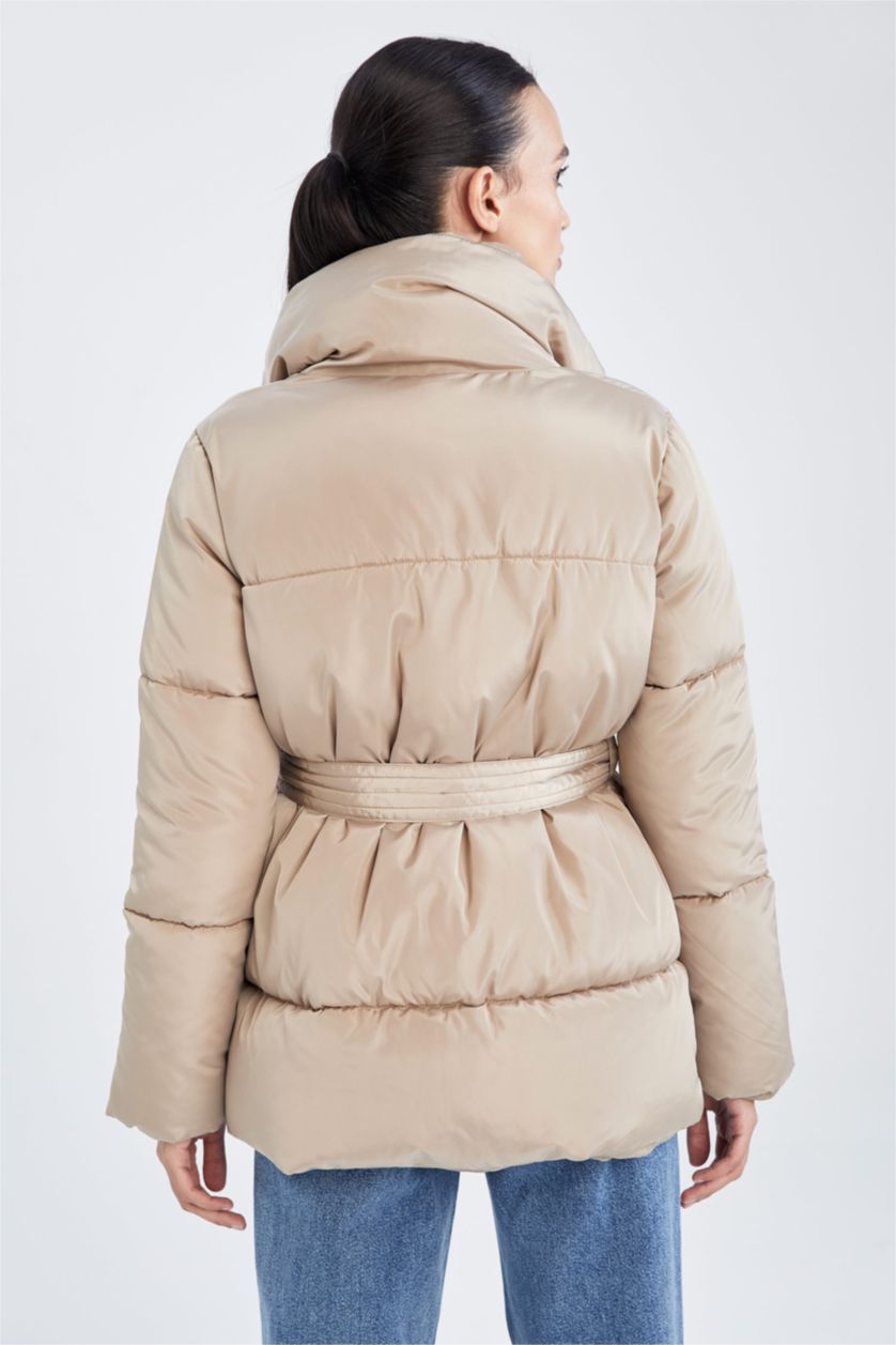 Woman Camel Regular Fit Puffer Jacket