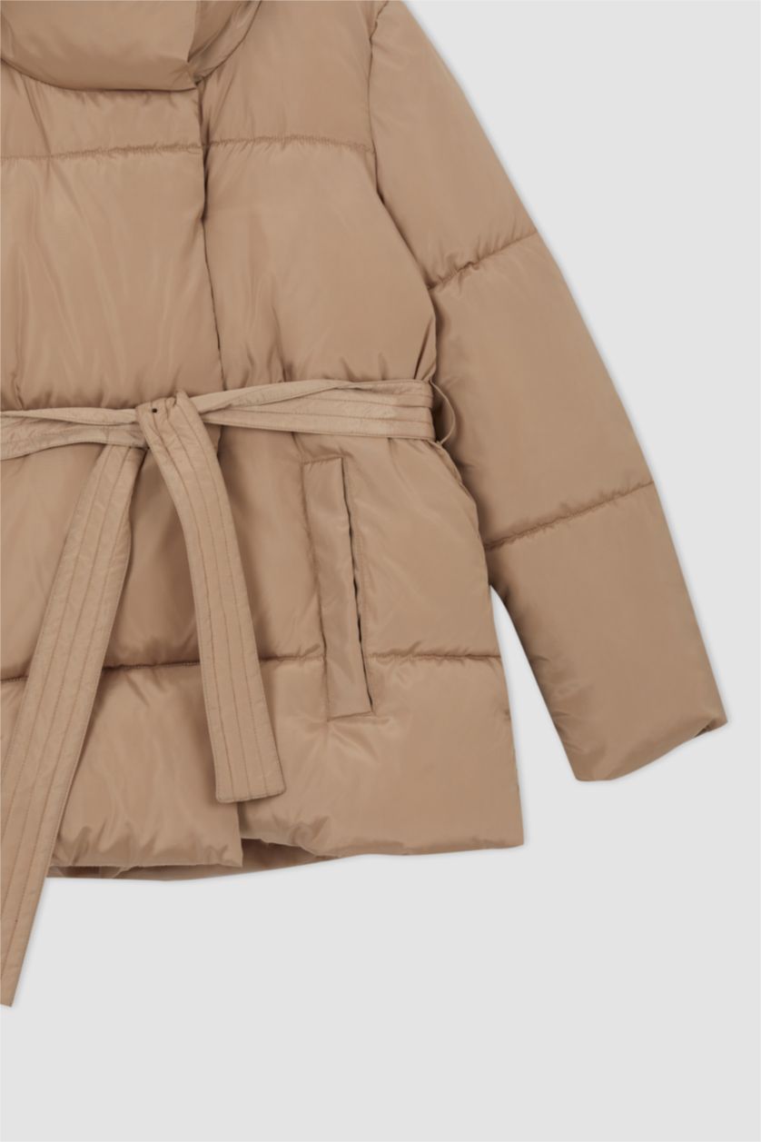 Woman Camel Regular Fit Puffer Jacket