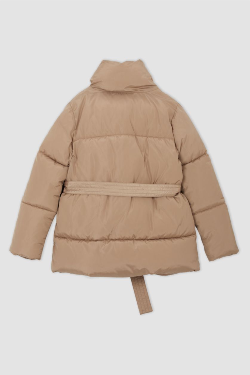 Woman Camel Regular Fit Puffer Jacket