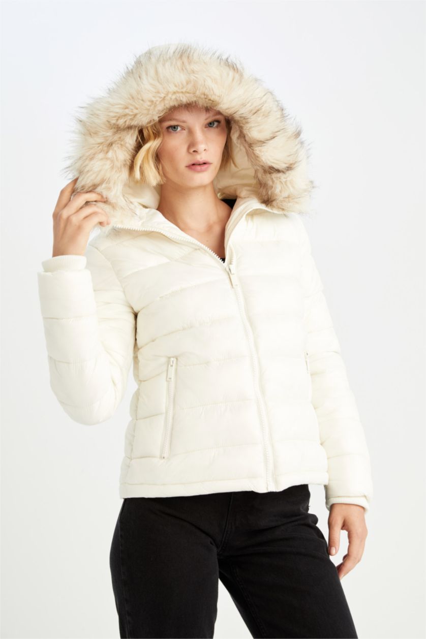 Женщины Визон Куртка водоотталкивающая с капюшоном из искусственного меха