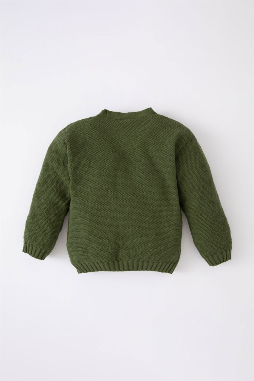 طفل صغير أخضر فاتح جاكيت قطن قصة عادية بياقة V