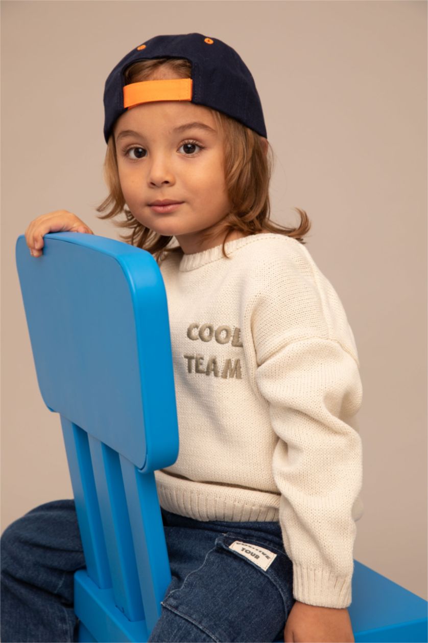 BÉBÉ GARÇON Beige Clair Pull Slogan Col Ras Du Cou BéBé Garçon