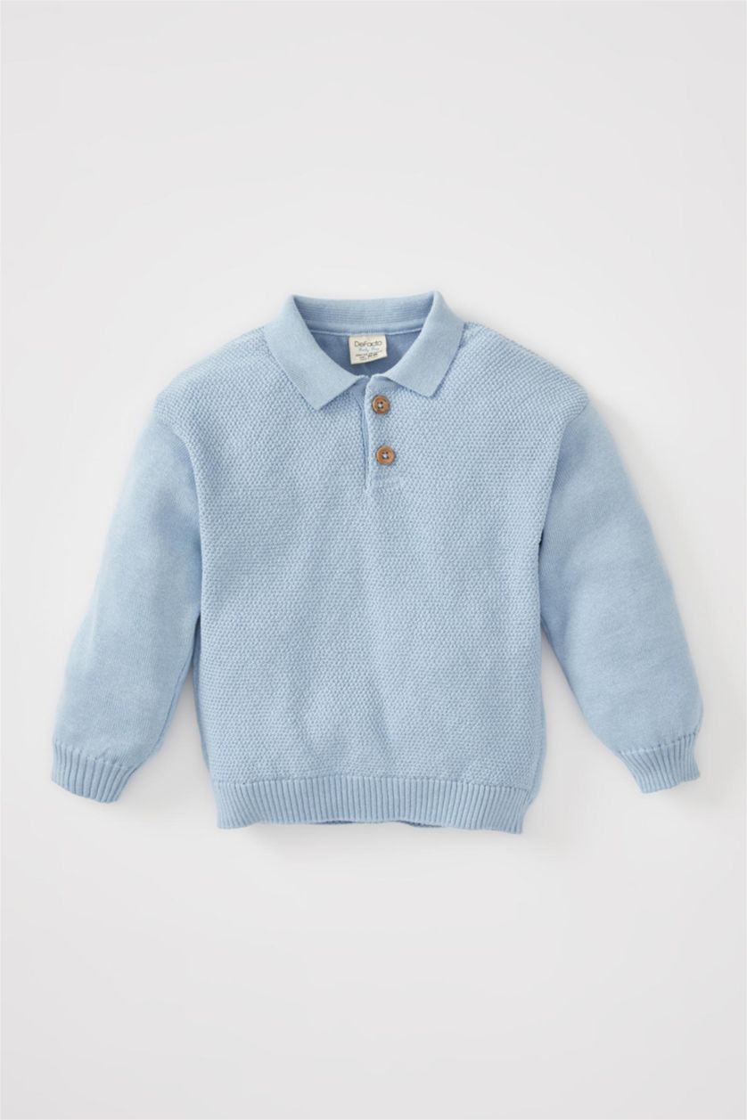 BÉBÉ GARÇON Bleu Pull Coton Col De Chemise BéBé Garçon