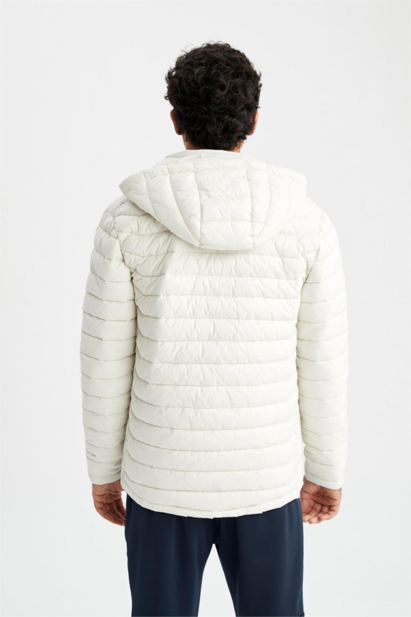 رجال اللون الحجري جاكيت سليم فيت بغطاء للرأس