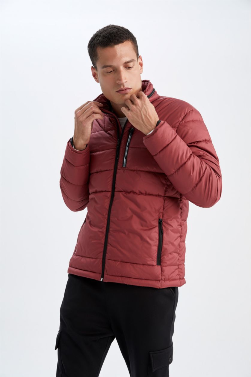 MAN Dark Red Windproof Water Repellent Defacto Fit Slim Fit Reversible Jacket