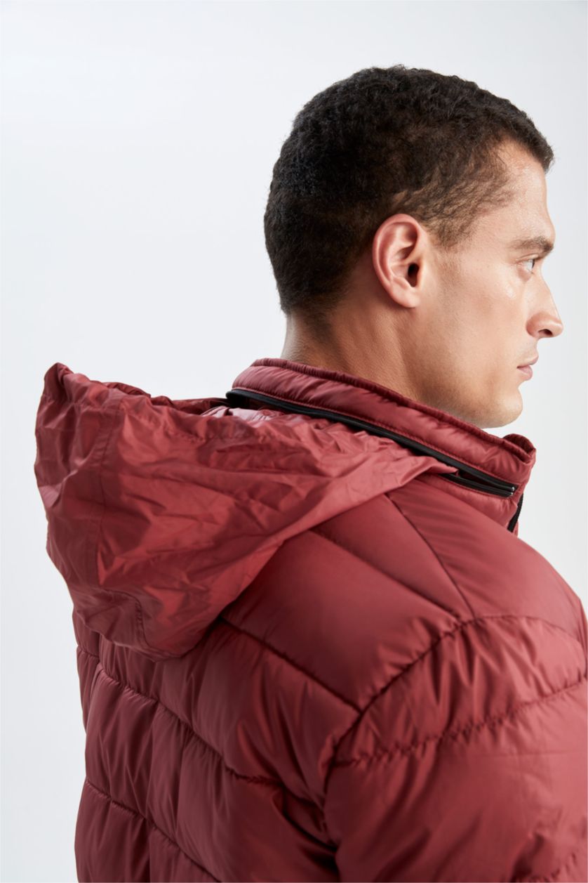 MAN Dark Red Windproof Water Repellent Defacto Fit Slim Fit Reversible Jacket